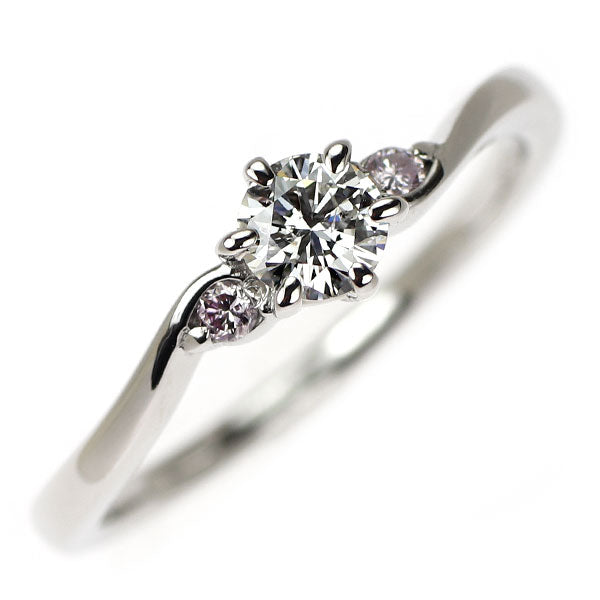 希少 Pt900 ダイヤモンド 天然ピンクダイヤモンド リング 0.221ct E SI2 G D0.04ct