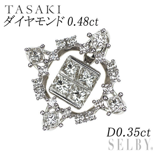 田崎真珠 K18WG ダイヤモンド ペンダントトップ 0.48ct D0.35ct