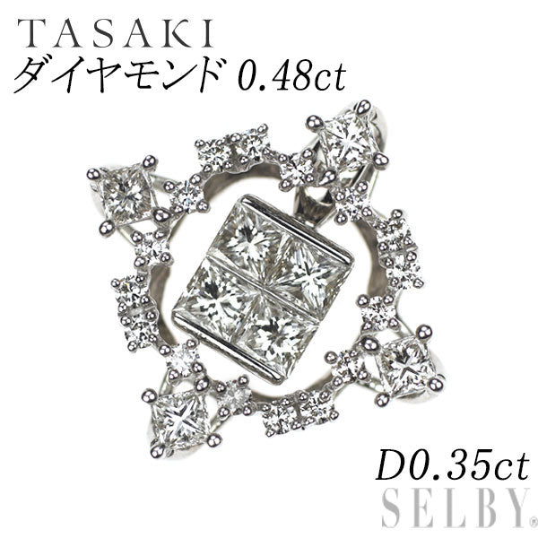 田崎真珠 K18WG ダイヤモンド ペンダントトップ 0.48ct D0.35ct