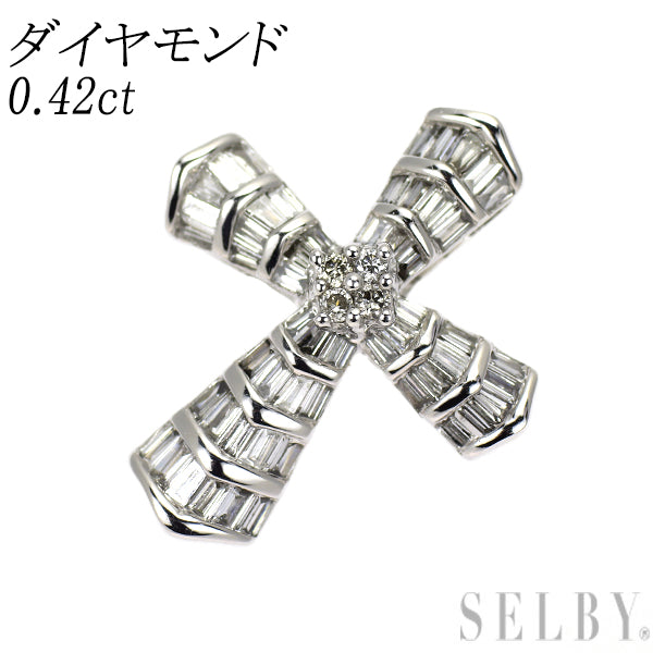 K18WG ダイヤモンド ペンダントトップ 0.42ct クロス