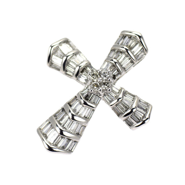 K18WG✦ダイヤモンドペンダントトップ K18WG ダイヤモンド ペンダントトップ 0.42ct クロス — セルビー