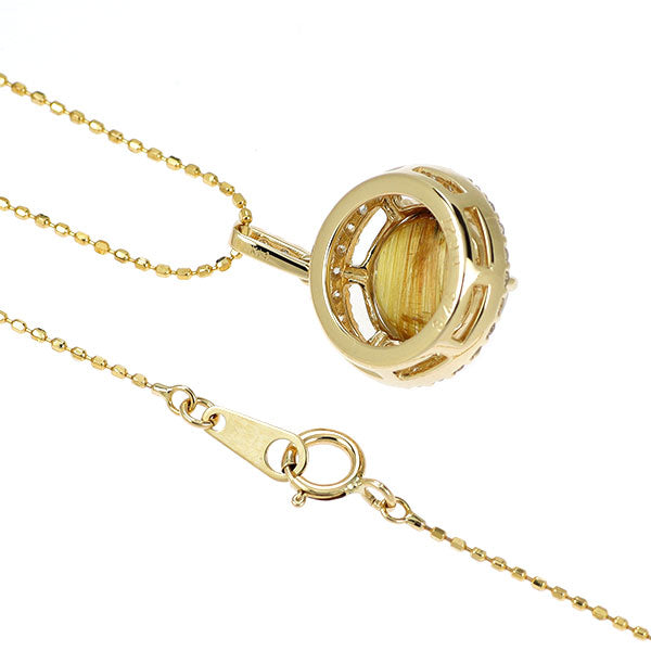 K14YG ルチルクオーツ ダイヤモンド ペンダントネックレス 3.45ct D0.27ct