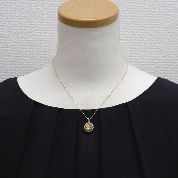 K14YG ルチルクオーツ ダイヤモンド ペンダントネックレス 3.45ct D0.27ct