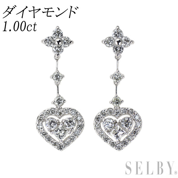 K18WG ダイヤモンド ピアス 1.00ct ハート