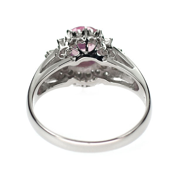Pt900 スリランカ産 ピンク サファイア ダイヤモンド リング 1.04ct D0.24ct