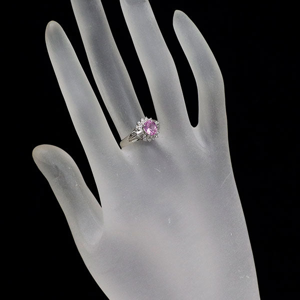 Pt900 スリランカ産 ピンク サファイア ダイヤモンド リング 1.04ct D0