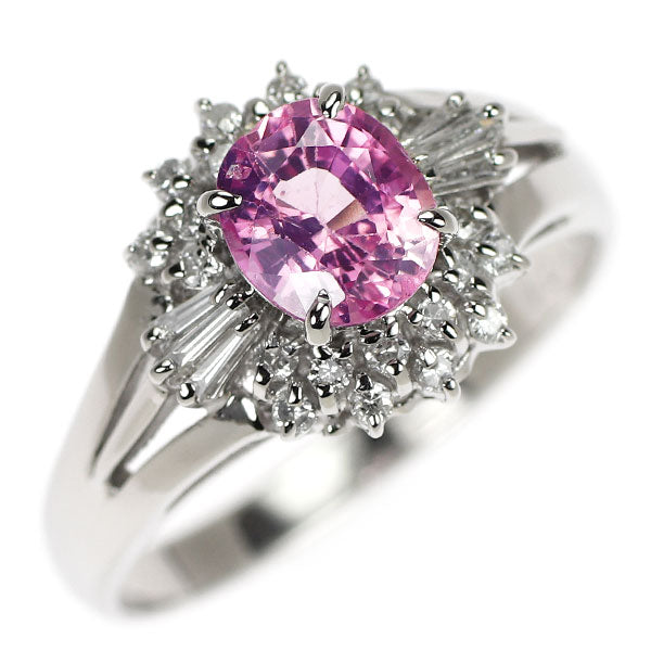 Pt900 スリランカ産 ピンク サファイア ダイヤモンド リング 1.04ct D0.24ct