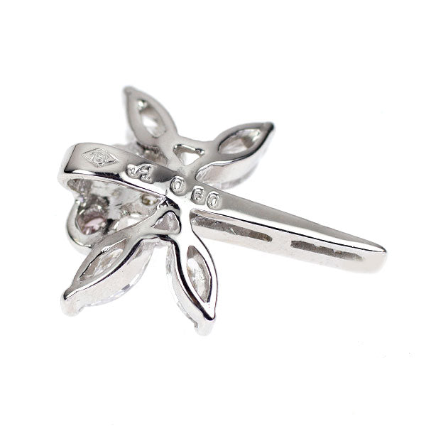 希少 K18WG 天然ピンク/カラーレス ダイヤモンド ペンダントトップ 0.60ct トンボ
