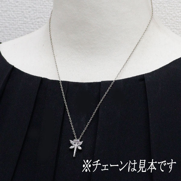 希少 K18WG 天然ピンク/カラーレス ダイヤモンド ペンダントトップ 0.60ct トンボ