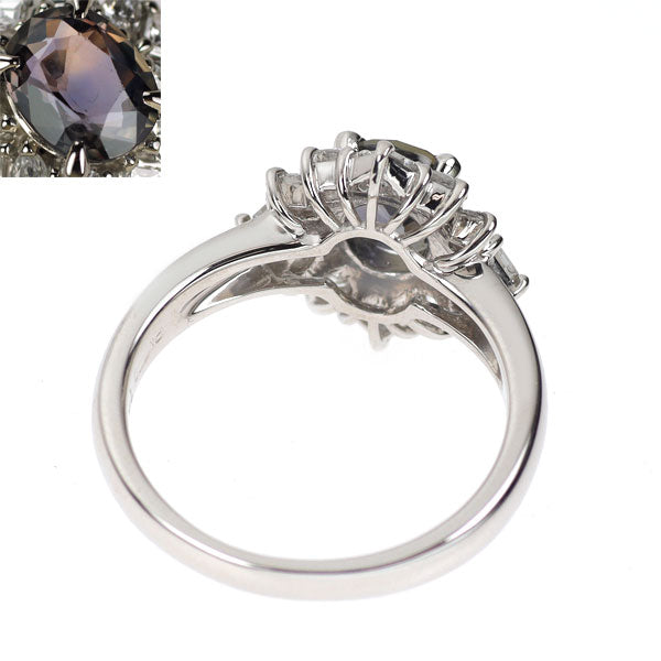 Pt900 カラーチェンジ サファイア ダイヤモンド リング 1.603ct D0.70ct