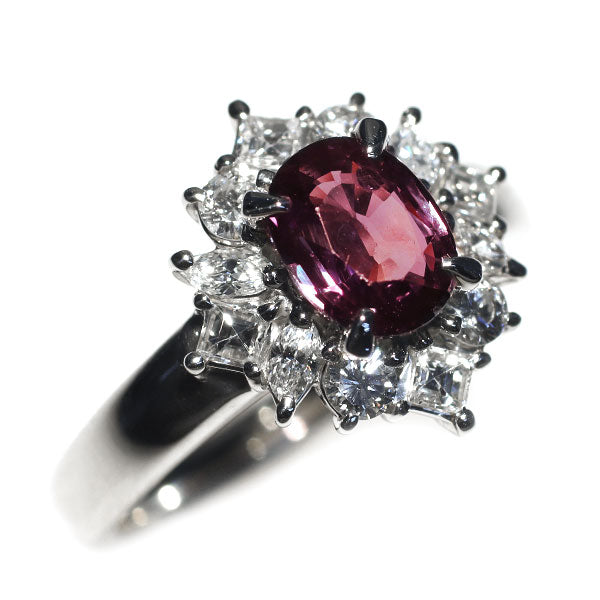 Pt900 カラーチェンジ サファイア ダイヤモンド リング 1.603ct D0.70ct