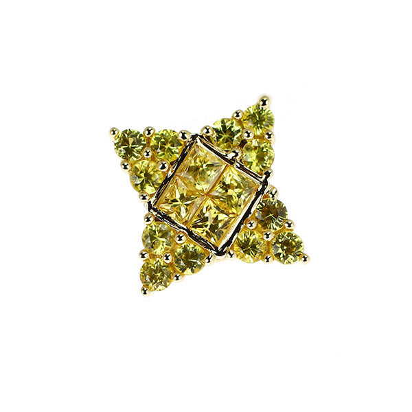 18YG イエローサファイア ペンダントトップ 0.78ct  ミステリーセッティング 星 スター