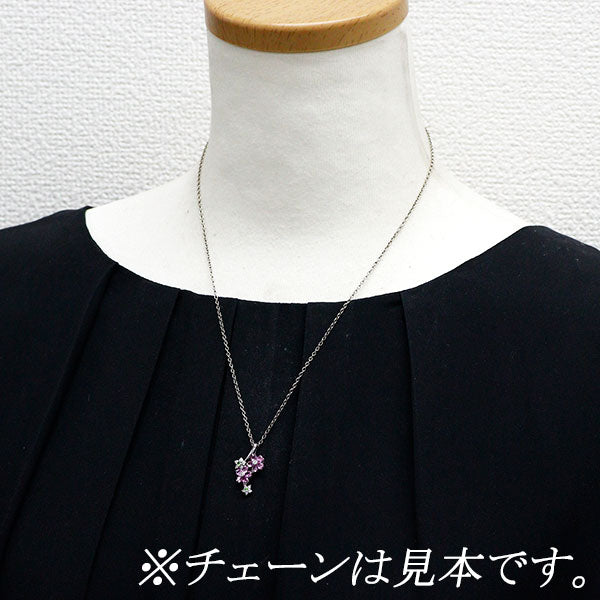 K18WG ピンクサファイア ダイヤモンド デマントイドガーネット ペンダントトップ 1.12ct  D0.15ct  DG0.02ct フラワー 桜