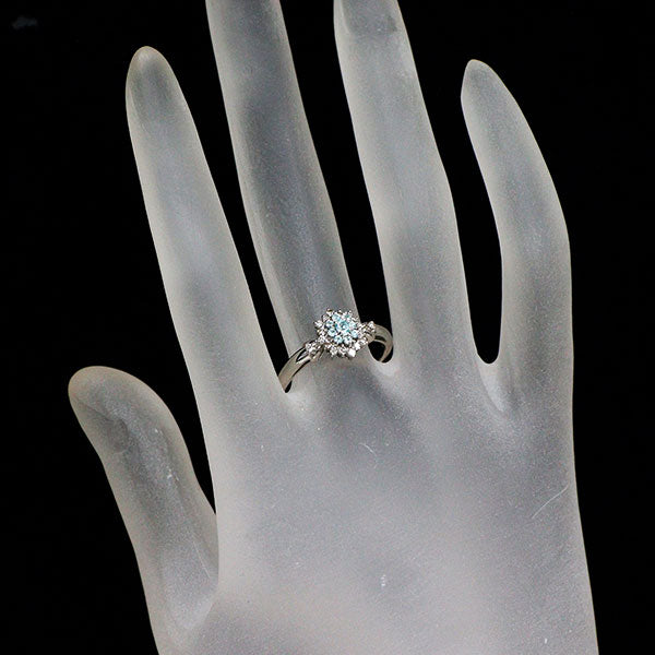 Pt900 パライバ トルマリン ダイヤモンド リング 0.18ct フラワー
