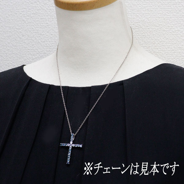 K18WG サファイア ペンダントトップ 2.25ct クロス