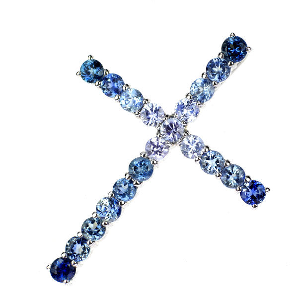 K18WG サファイア ペンダントトップ 2.25ct クロス