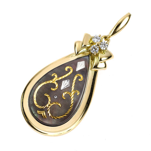 K18YG ブラックシェル ダイヤモンド ペンダントトップ 0.08ct ピクウェ