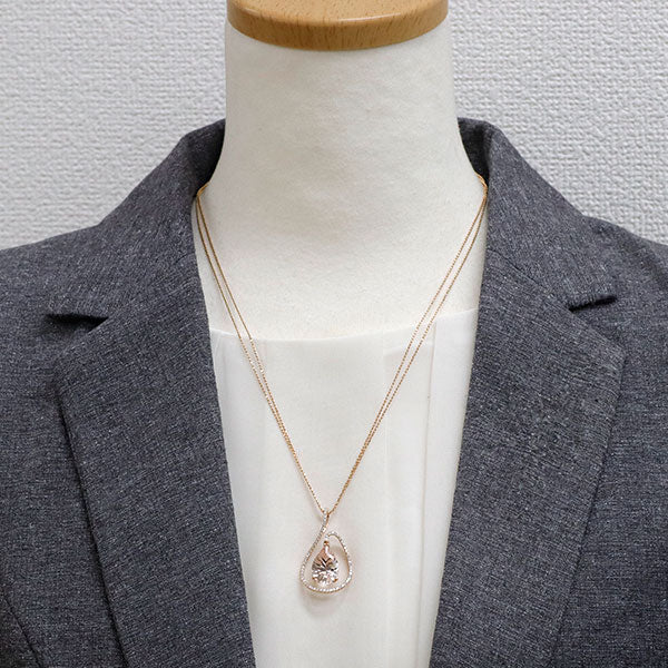 K18PG コンケーブカット モルガナイト ダイヤモンド ペンダントネックレス 4.92ct D0.42ct