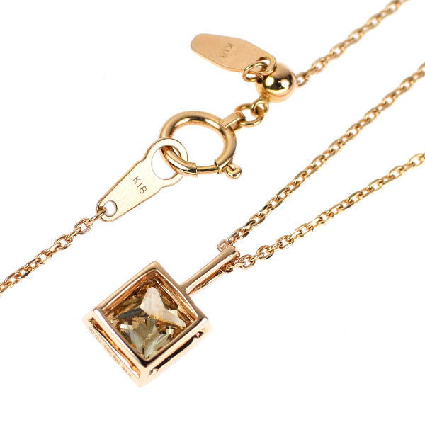 K18PG プリンセスカット ダイヤモンド ペンダントネックレス 0.794ct D0.08ct