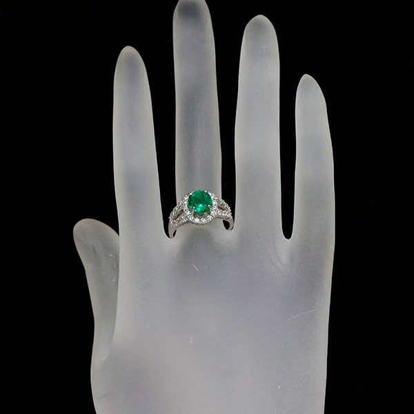 Pt900 コロンビア産 エメラルド ダイヤモンド リング 1.47ct D0.67ct