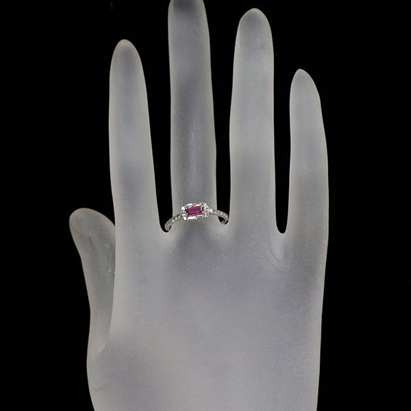 Pt950 ルビー ダイヤモンド リング 0.22ct D0.35ct