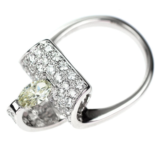 Pt900 マーキス ダイヤモンド リング 0.417ct D1.20ct パヴェ