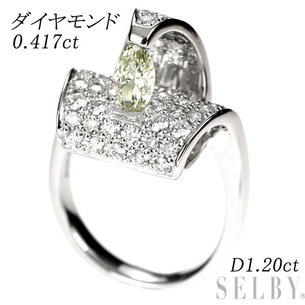 Pt900 マーキス ダイヤモンド リング 0.417ct D1.20ct パヴェ