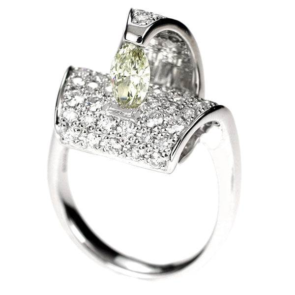 Pt900 マーキス ダイヤモンド リング 0.417ct D1.20ct パヴェ