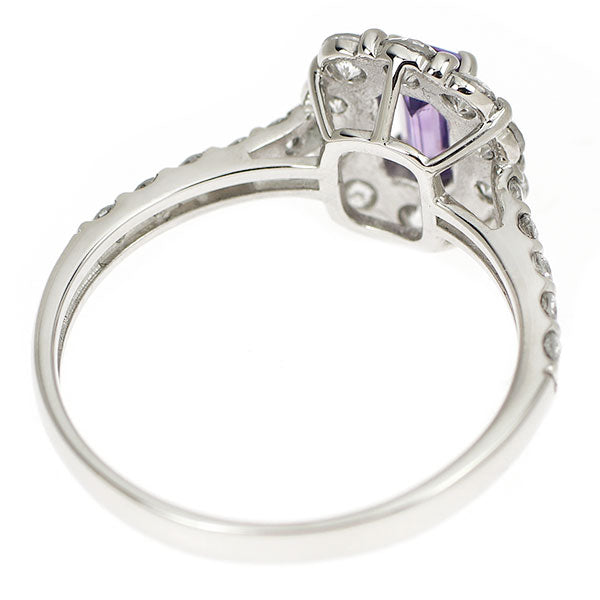 Pt950 パープルサファイア ダイヤモンド リング 0.648ct D0.84ct