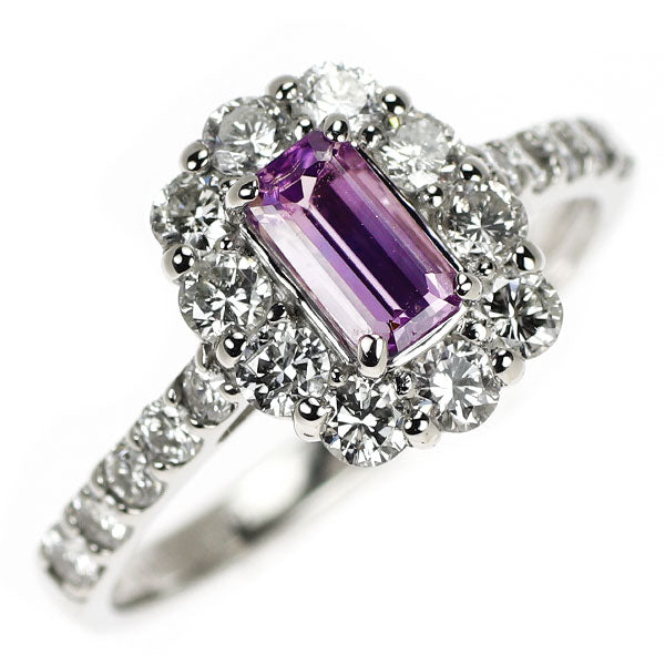 Pt950 パープルサファイア ダイヤモンド リング 0.648ct D0.84ct