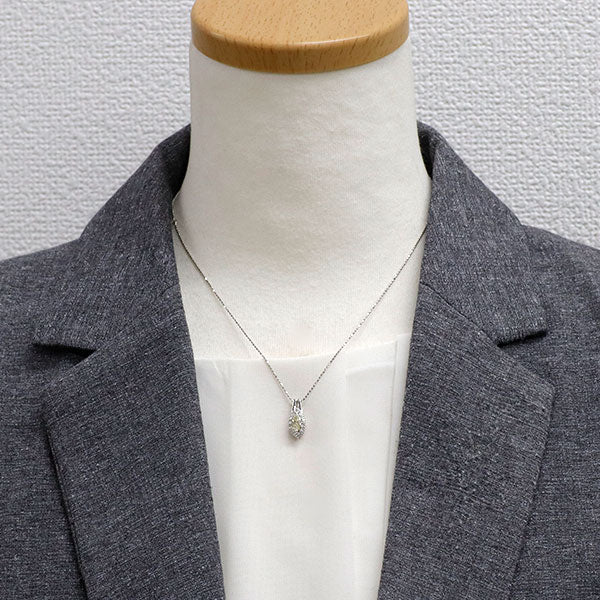 K18WG マーキス ダイヤモンド ペンダントネックレス 0.535ct VLY SI1 D0.17ct