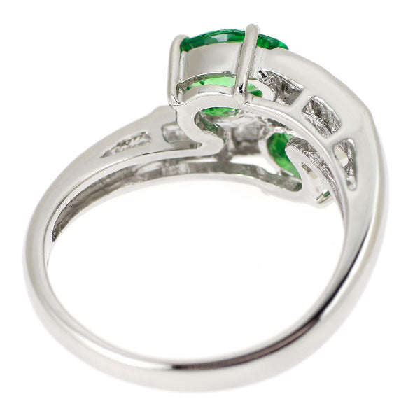 Pt900 グリーンガーネット ダイヤモンド リング 1.58ct D0.35ct