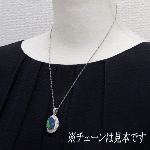 pt900　ブラックオパール、ダイヤモンドつきペンダントトップ Pt900 ブラックオパール ダイヤモンド ペンダントトップ 5.04ct D0