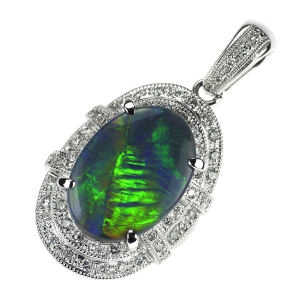 Pt900 ブラックオパール ダイヤモンド ペンダントトップ 5.04ct D0.57ct