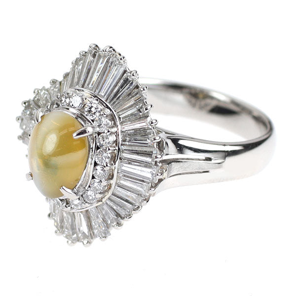 Pt900 キャッツアイ ダイヤモンド リング 1.694ct D1.66ct