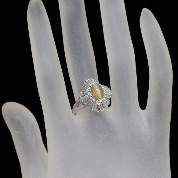 Pt900 キャッツアイ ダイヤモンド リング 1.694ct D1.66ct