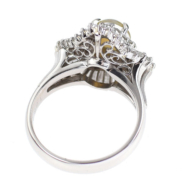 Pt900 キャッツアイ ダイヤモンド リング 1.694ct D1.66ct