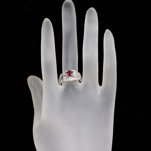 Pt900 ルビー ダイヤモンド リング 0.71ct D1.22ct