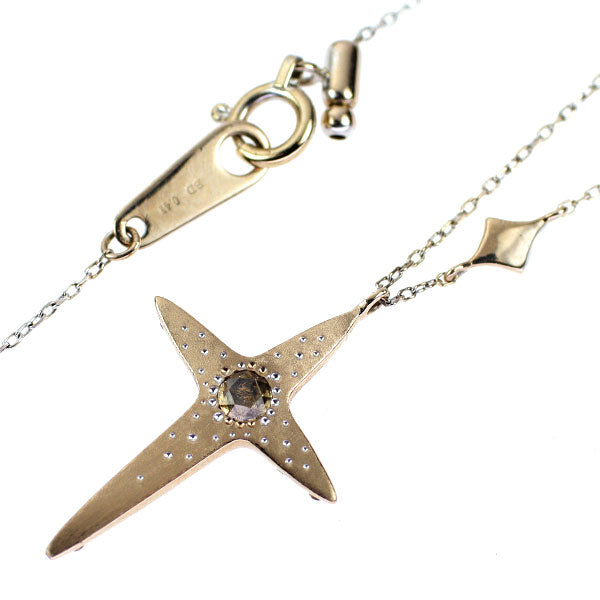 カシケイ K18BG ブラウンダイヤモンド ローズカットダイヤモンド ペンダントネックレス 0.41ct ネイキッド クロス リバーシブル