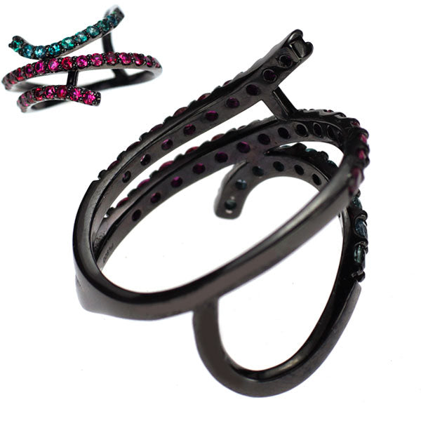 Pt900/ブラックメッキ ルビー カラーチェンジガーネット リング 0.948ct G0.423ct