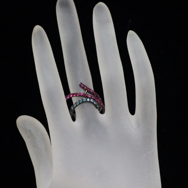 Pt900/ブラックメッキ ルビー カラーチェンジガーネット リング 0.948ct G0.423ct
