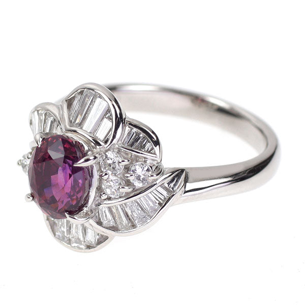 Pt900 パープル サファイア ダイヤモンド リング 1.99ct D0.78ct