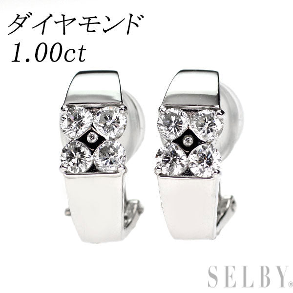K18WG ダイヤモンド ピアス兼イヤリング 1.00ct