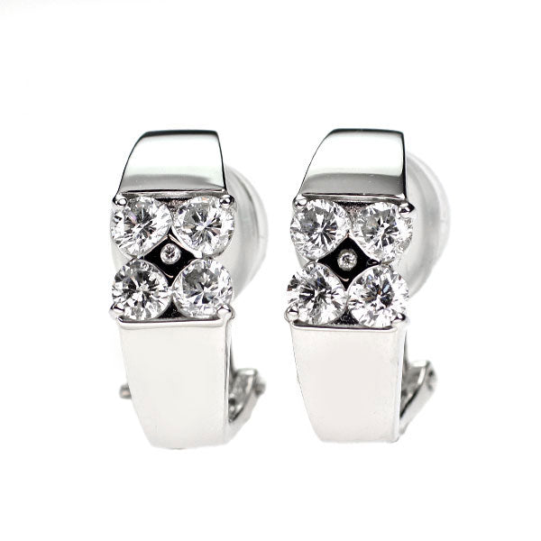 K18WG ダイヤモンド ピアス兼イヤリング 1.00ct