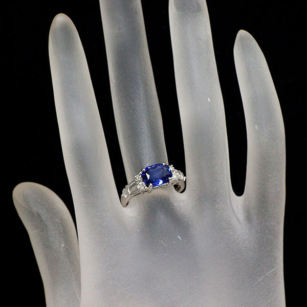 Pt900 サファイア ダイヤモンド リング 2.47ct D0.71ct