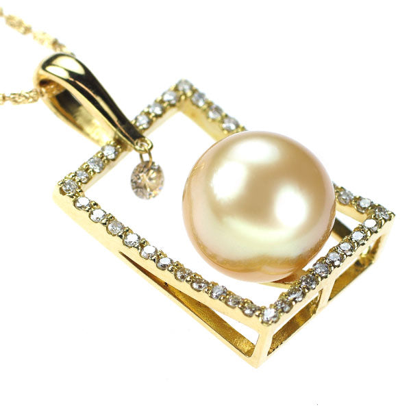 K18YG ゴールデン 真珠/パール ダイヤモンド ペンダントネックレス 径約 11.8mm 0.60ct