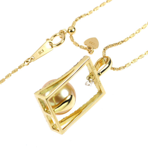 K18YG ゴールデン 真珠/パール ダイヤモンド ペンダントネックレス 径約 11.8mm 0.60ct