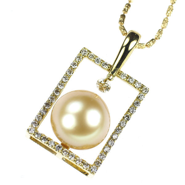 K18YG ゴールデン 真珠/パール ダイヤモンド ペンダントネックレス 径約 11.8mm 0.60ct