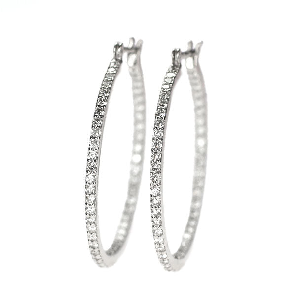 K18WG ダイヤモンド フープ ピアス 1.00ct