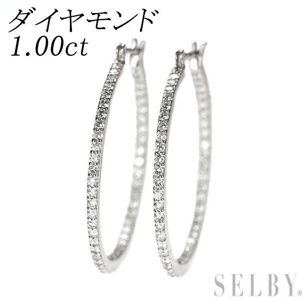 K18WG ダイヤモンド フープ ピアス 1.00ct
